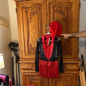 Red and Black Kids Costume with Sequins